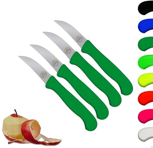 4er Set Schälmesser scharf Küchenmesser grün Gemüsemesser Solingen rostfrei 6 cm/Handabzug - Dünnschliff - superscharf - spülmaschinengeeignet