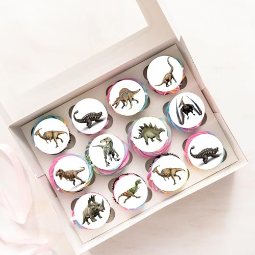 20 x Pre-Cut Dinosaur Jurassic Dino Edible Wafer Cupcake Toppers Cake Decoration Decor