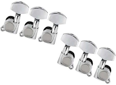 Accordatore Per Chitarra Confezione da 6 chiavi di accordatura per chitarra acustica 3L+3R Accordatori Accordatori Paletta, Nero/Cromo/Oro (Color : Chrome)