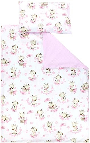 TupTam Kinder Bettwäsche Gemustert 2-Teilig Wendebettwäsche, Farbe: Giraffe/Punkte/Rosa, Größe: 120x90 cm