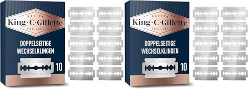 King C. Gillette Double Edge Safety Razor Blades; Doppelklingen für Rasierhobel für Männer, 10 Rasierklingen, Gillette's beste platinbeschichtete Klingen aus Edelstahl (Packung mit 2)