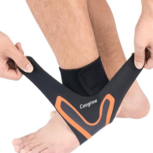 Coogime 2 Pcs chevillere entorse, chevillere de maintien football, Flexible Ankle Brace, attelle cheville, bandage pour fasciite plantaire, chevillères respirantes (Orange, XL(46-48))