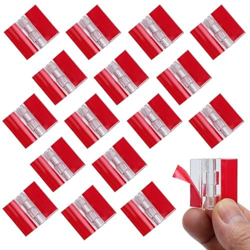 16Pcs Acrylic Hinges, Self Adhesive Clear Hinges, Plastic Continuous Piano Hinge, Transparent Folding Hinge Tools for Crafts, Aquarium Lid, Cabinet Drawer, Jewelry Box (3 * 3.5cm)