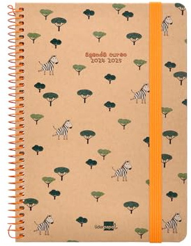 Liderpapel Schülerkalender, Jahr 24-25, klassisch, Zebra, 2 Tage, DIN A5, FSC, elastisches Band