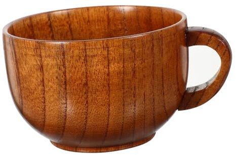 ULTECHNOVO Wooden Coffee Mug 200ml Ergonomic Handle Decorative Water Cup for Tea Milk Versatile Use Home Office