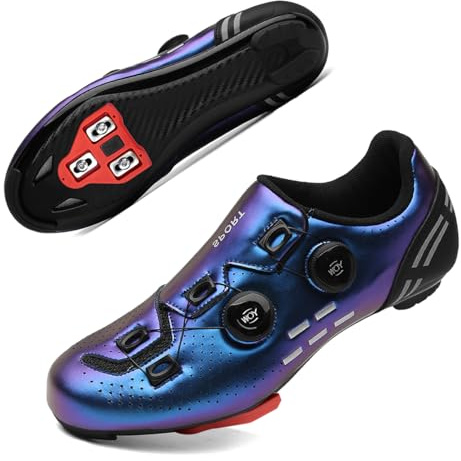 Solamni Fahrradschuhe Rennradschuhe Herren Kompatibel mit SPD, SPD-SL, Look Keo Klicksystem, Radschuhe für Peloton Bike, Rennrad Blau