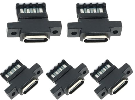 CY 5pcs/Set DIY OEM Type C Female Socket Connector to 6Pin PCBA Pinout Vertical Scew Mount Type DC 5V/20V PD Power