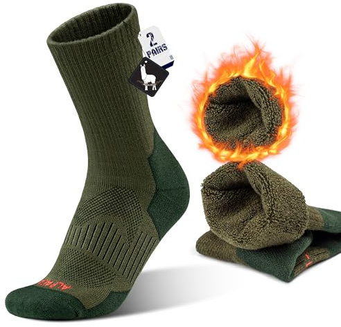 MAGISDU Alpaca Ski Crew Socks for Men Women 2 Pairs Thermal Compression Hiking Wool Boot Socks Thick Warm Winter Walking Running Anti Blister Size 3-15