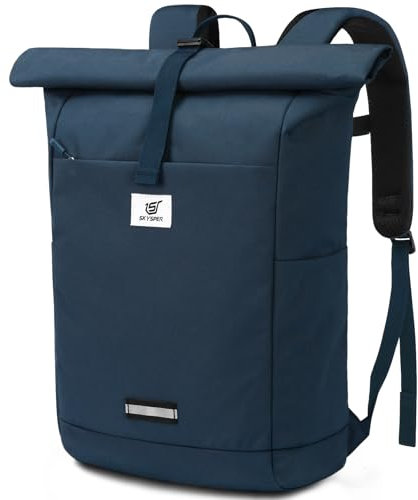 SKYSPER Rolltop Rucksack für Herren Damen mit Laptopfach Reiserucksack für Fahrrad Uni Arbeit Unisex Laptop Backpack Schulrucksack