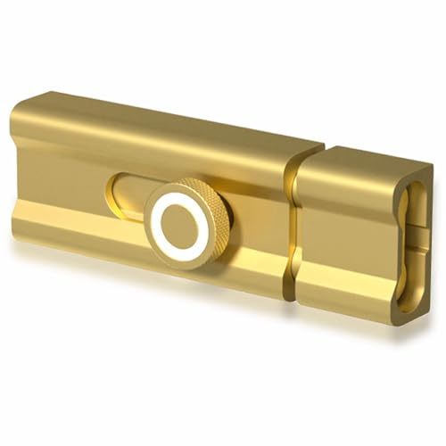 Door Bolt Locks 80mm Aluminum Alloy Slide Bolt Latch Adhesive-Mounted Sliding Locks Home Safety Door Lock for Wood, Metal, Glass and More (Gold)