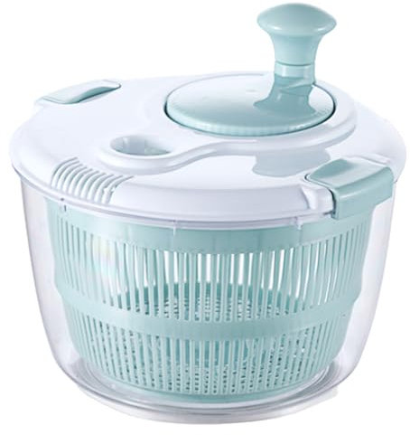 WEXIO Salatschleuder, 5 l, reißfestes und hochtemperaturbeständiges Material, Gemüse- und Obstschleuder, geeignet für Vegetarier, rutschfest, abnehmbar zur Reinigung, kann Öl verlieren, mittlere Größe