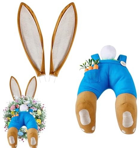 Osterkranz Mit hases Hintern Und Ohren, Osterhase Osterdeko, Ostertür Dekoration hases Butt Kit, Wandkranz Türkranz Bunny Ostern Deko Für Hochzeit Tür Wand Fenster Frühling Deko