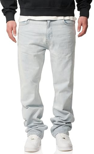 behype. Herren Jeans Straight-Fit Jeanshose 100% Baumwolle Denim Hose Used Look Men's DC_JN-245-Ice Blue-W30