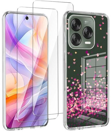 LYZXMY Case for ZTE Blade V70 Vita/Nubia V70 Design (6.7 Inches) Transparent Mobile Phone Case + 2 Tempered Glass Screen Protector Case Soft Silicone TPU Protective Cover -WM85
