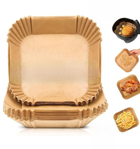ALGON | 120 Bases Papel Airfryer Recatangular 24 cm – Papel Freidora Aire Antiadherente, Resistente a la Grasa y Altas Temperaturas - Papel Airfryer para Freidora Fácil de Usar