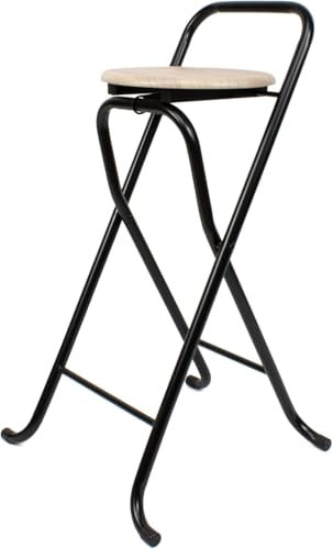 FERRETERIA LEPANTO Taburete Plegable para Cocina, Salón, Comedor y Restaurante. Silla Alta de Metal Estable, Resistente y Cómoda con Respaldo y Reposapiés. (1, Natural Sin Respaldo)