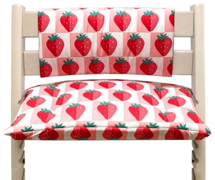 Blausberg Baby - ABWASCHBAR BESCHICHTET - Sitzkissen Set Junior für Stokke Tripp Trapp (ohne Schlitz im Sitzkissen) (Erdbeere Rot BESCHICHTET)