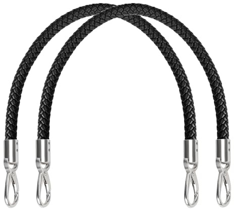 Asas de Bolsillo de Cuero, 2 Piezas 50cm Manija de Correa con Pequeño Llavero Cadenas para Bolsos para Hacer Bolsos de Bricolaje, Accesorios de Bolsillo Repuesto (Negro)