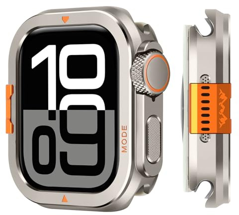 Suphart 2 en 1 Funda Compatible con Apple Watch Serie 11/10 46mm Carcasa, [Convierte el 46 mm en un Aspecto Ultra] Protector Parachoques Sólido con Cubierta Trasera para iWatch 46mm, Titanio