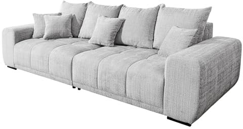 Riess Ambiente Modernes XXL Sofa ELEGANCIA - 285cm - grau - Chenille Federkern Polsterung Bigsofa Couch Rundum Bezug inkl Kissen