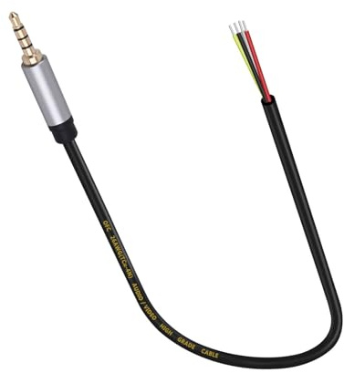 MHADBKH 3,5 mm Stecker auf blankes Drahtkabel, 0,3 cm TRRS 4-poliger Stecker auf blankes Kabel, offenes Ende, Kabel für Kopfhörer, Mikrofone, Reparatur Stereo