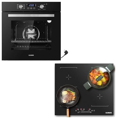 KB ELEMENTS Kit de cuisson autonome | Four encastrable de 60 cm | Plaque de cuisson à induction de 59 cm | Plaque de cuisson à induction anti-rayures (anti-rayures) | Grill | Air chaud | Aqua Clean |