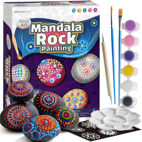 Piano Potato 10 Pièces Set de Pierres Mandala à Peindre pour Enfants, Kit de Bricolage pour Enfants à Partir de 6 Ans, Cadeau d'Anniversaire pour Filles & Garçons de 6-12 Ans
