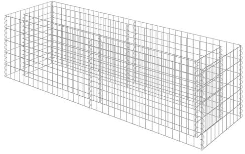 Versear Gabbione Letto Rialzato in Acciaio Zincato 180x50x50 cm, Gabbioni Metallici, Gabbioni Sassi, Gabbione in Rete Metallica, Gabbioni Metallici per Pietre