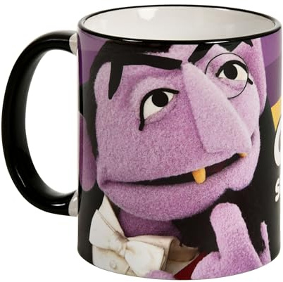 Elbenwald Sesamstraße - Tasse Bernt, Cookie Monster, Count und Ernie mit Sesam Street Schriftzug 320 ml Fassungsvermögen Keramik (Count)