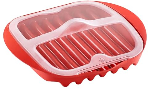Microwave Bacon Crisper with Lid, Reusable Food-Grade Splatter-Proof Tray for Crispy Bacon, Dishwasher Safe