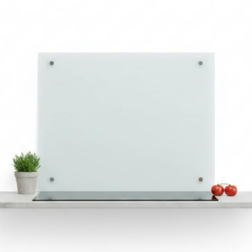 Mucola Küchenrückwand Spritzschutz 70x50 cm Milchglas 6 mm Sicherheitsglas | Satiniert, schlagfest, pflegeleicht, hochglanzpolierte Kanten, 4 vorgebohrte Löcher, inkl. Montagematerial, für die Spüle