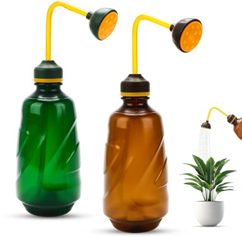 Encuryna 2 Stück Kleine Gießkanne,2-in-1 Ballbrause für Pflanzen Blume,Klein Gießbrause Ballbrause 450ml,mit 360° Gießkopf für Anzucht,Pflanzen,Bonsai,Empfindliche Stecklinge,Samen