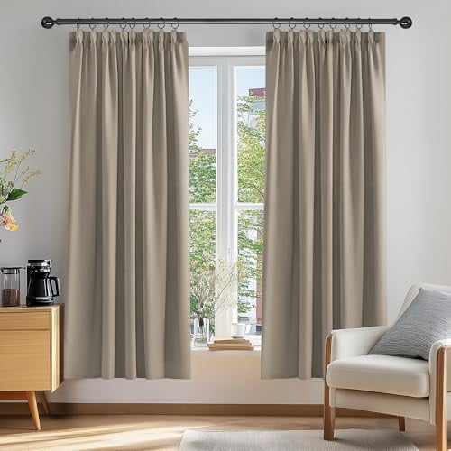 Deconovo Gardinen Vorhang Blickdicht Verdunklungsvorhänge Extra Lange Taupe | 2er Set, H 183 x B 168 cm, Thermogardine, für Wohnzimmer, Curtains for Bedroom, für gegen Hitze, Gardinen mit Kräuselband