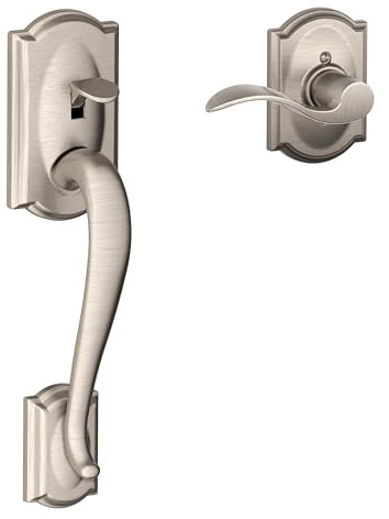 SCHLAGE Lower Half Entry Handleset, Right Hand Accent Lever, Satin Nickel