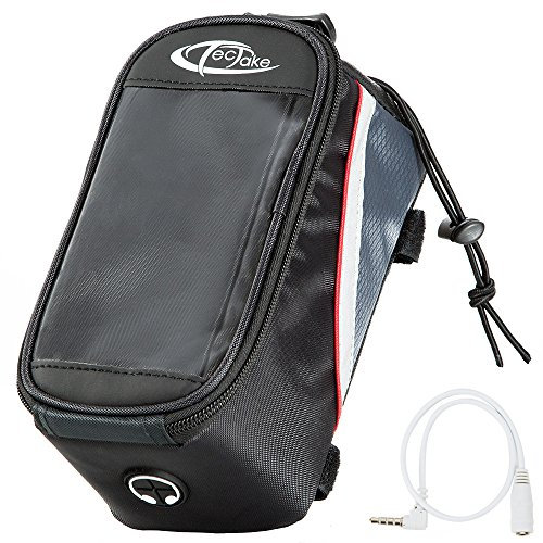tectake® Handy Fahrradtasche, Fahrrad Rahmentasche, Fahrradtasche Rahmen, Handyhalter wasserabweisend, Handyhalterung, Fahrrad Tasche, Rennrad Zubehör, e Bike oder Mountainbike - Schwarz-Rot, L