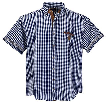Lavecchia 1129 Chemise à Manches Courtes pour Homme Bleu/Blanc/Marron Taille 3-7 XL, Bleu Jeans/Blanc., 7XL
