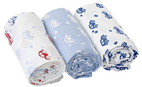 Sterntaler Mulltuch-Set, Fahrzeuge, Alter: Kinder ab 0 Jahren, 80 x 80 cm, Weiß/Blau