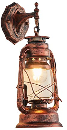 NOXARTE Rustic Wall Sconce Lighting Lantern Mounted Light with Glass Lampshade for Hallway Farmhouse Loft W7 x H15