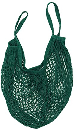 Fackelmann 682991 Einkaufstasche, wiederverwendbar, Deko-Tasche, Einkaufsnetz, Baumwolle, grün, 38 x 32 x 5 cm