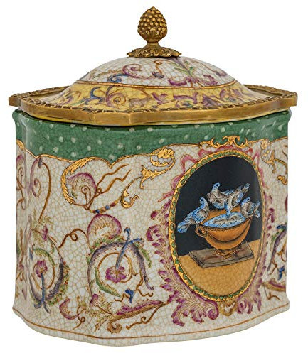 aubaho Porcelaine écrin Bijoux boîte de Porcelaine Oiseaux boîte Style Antique 18cm