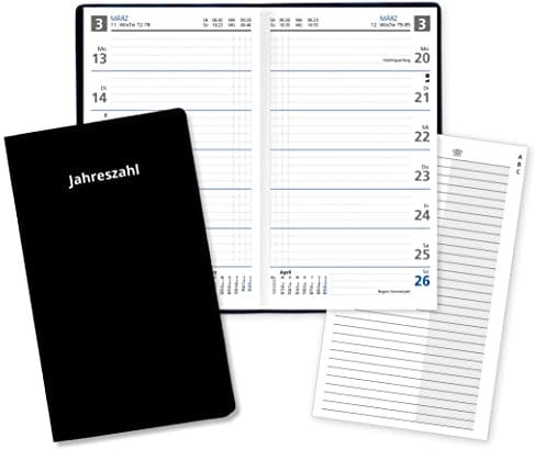 Wochentaschenkalender 2025 Sekunda Taschenplaner 25 in Blau mit Adressheft und PVC Einband in Schwarz Made in Germany