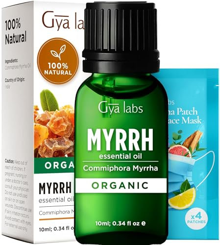 Gya Labs Myrrhe ätherisches Öl Bio für die Haut - 100% reine und natürliche Myrrhe Öle Bio für Diffusor, Haar, Kerze machen & Massage (10ml)