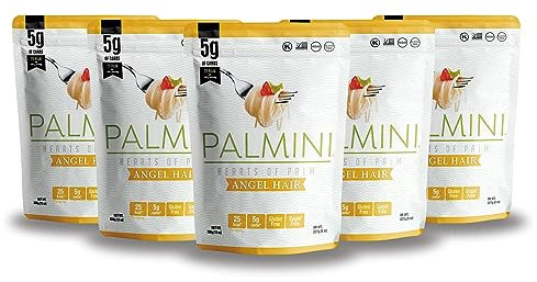 Palmini Angel Hair Pasta – Spaghetti - Palm Herzen - kalorienarm - Low Carb - Keto - Vegan | GVO-frei - Glutenfrei - Zuckerfrei - 338g | (6er Packung)