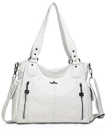 NICOLE & DORIS Damen Handtaschen Groß Retro Schultertasche Hobo Bag Leder Frauen Umhängetasche Weiß