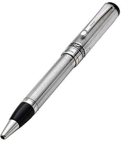 Xezo Tribune Drehkugelschreiber, mittlere Spitze. Massiver Sterlingsilberkorpus mit Teilen aus reinem Platin. Handgefertigt, limitierte Auflage von 300 Stück, nummeriert