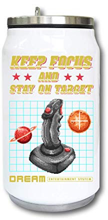 Stay On Target Retro Gaming Poster Pixel Art Vakuumisolierte thermische Getränkedose 350ml