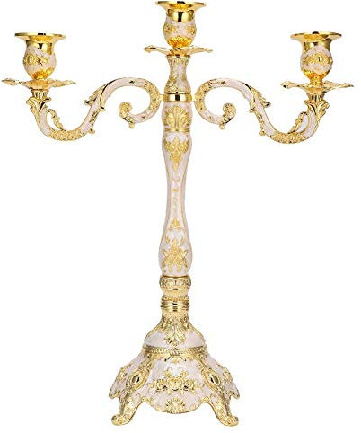 Retro-Kerzenhalter, 3 Köpfe, zart und elegant, wiederverwendbar, hoher Kerzenhalter für Hochzeit, Party, Zuhause, Candlelight, Dinner/Esstisch (Gold/Silber) (1#)