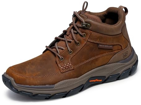 Skechers Men's Respected Boswell Mid Top Leather Moc Toe Lace Up Boot - Cdb - 10.5 Medium
