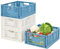 2 Blue 2 white Plastic Storage Basket Folding Storage Boxe Crate Drawer Organizer Stackable Shelf Basket Collapsible Closet Container Food Fruit Bottle Book Organiser for Home Office Bedroom Kitchen