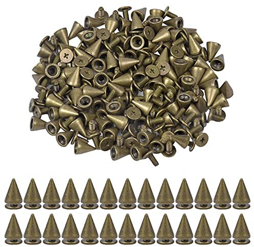 smatime Spitz Punk Nieten Metall Killernieten Kegel Spikes Nieten Ziernieten Gothic Punk Spitznieten Schraubnieten Antiquität Dekorationen für DIY Armbänder Lederhandwerk Taschen Schuhe Gürtel, Bronze
